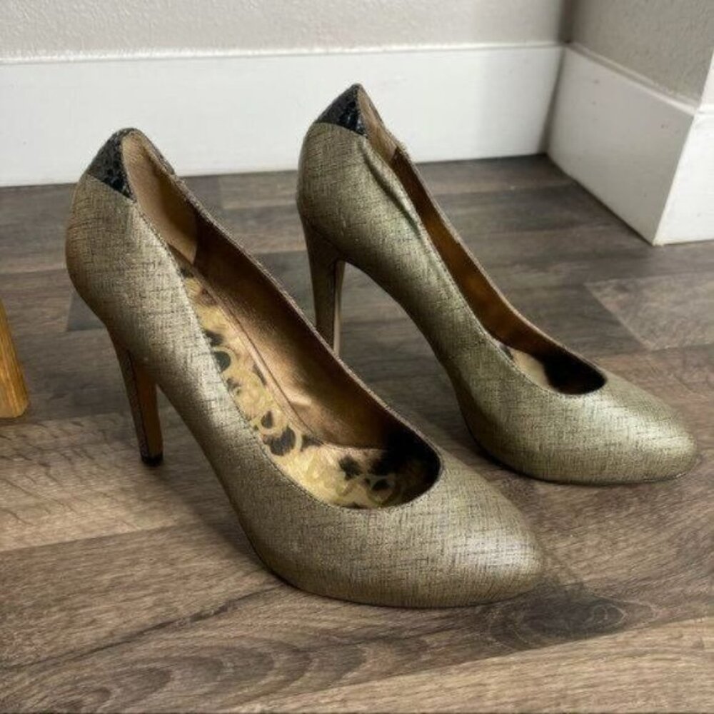Sam Edelman Yasmine Gold Shimmer High Heels Pumps Size 9
